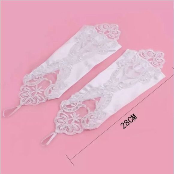 Pearl lace Bridal glove Wedding Prom Party Costume - Picture 4 of 6